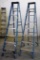 LOT OF 2 WERNER 8FT BLUE FIBERGLASS LADDERS