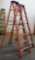 LOT OF 2 WERNER 8FT ORANGE FIBERGLASS LADDERS