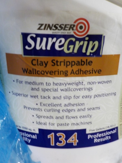 PALLET OF 24 BUCKETS OF ZINSSER SURE GRIP WALLCOVERING ADHESIVE