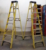 LOT OF 2 HUSKY YELLOW 8FT FIBERGLASS LADDERS