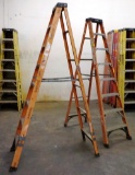 LOT OF 2 HUSKY 8FT ORANGE FIBERGLASS LADDERS