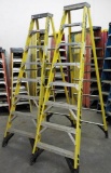 LOT OF 2 WERNER 8FT YELLOW FIBERGLASS LADDERS