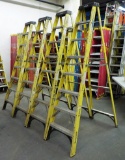 LOT OF 4 HUSKY YELLOW 8FT FIBERGLASS LADDERS