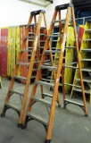 LOT OF 2 HUSKY 8FT ORANGE FIBERGLASS LADDERS