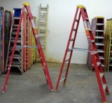 LOT OF 2 LOUISVILLE 8FT RED FIBERGLASS LADDERS