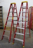 LOT OF 2 LOUISVILLE 8FT RED FIBERGLASS LADDERS