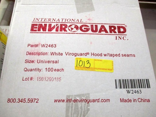 1 BOX OF NEW W2463 WHITE VIROGUARD HOODS W/TAPED SEAMS - UNIVERSAL SIZE - 100 PER BOX