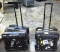 2 BLACK ROLLING EQUIPMENT CASES WITH RETRACTABLE HANDLES
