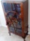 ANTIQUE WOOD AND GLASS DISPLAY CABINET WITH KEY