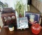 LOT OF 5 DECORATIVE ITEMS: BIRD CAGE, COFFEE ITEMS & MORE