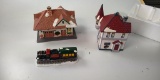 LOT OF 2 DEPT. 56 SNOW VILLAGE - QUEEN ANNE VICTORIAN & VILLAGE STATION AND TRAIN