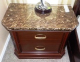 PAIR OF MARBLE TOP NIGHT STANDS