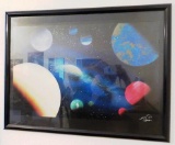 FRAMED CUSTOM OUTER SPACE PAINTING FROM SAN ANTONIO