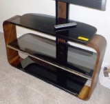 SAUDER CARB P2 WOOD AND GLASS MEDIA STAND WITH TV MOUNT