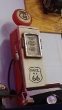 ROUTE 66 GAS PUMP - WOOD BASE WITH SHELVES INSIDE