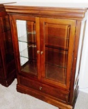 WOOD & GLASS DISPLAY CASE - 2 DOORS AND 1 DRAWER