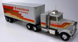 NYLINT PRESSED STEEL FIRESTONE CAB AND TRAILER