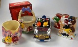 LOT OF M&Ms CERAMIC CANDY JARS / DISHES