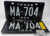 2 TEXAS LICENSE PLATES - 1964