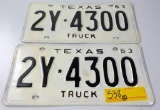 2 TEXAS LICENSE PLATES - '63 TRUCK