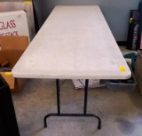 8 FOOT LONG WHITE PLASTIC FOLDING TABLE