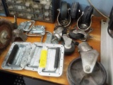 LOT OF CASTERS AND HANDLES FOR EQUIPMENT CASES