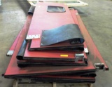 LOT OF 6 RED COMMERCIAL DOORS WITH WINDOW