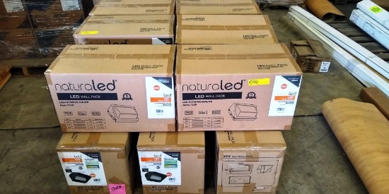 PALLET OF 12 NEW NATURELED LED WALL PACK FIXTURES