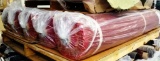 PALLET OF 5 NEW ROLLS OF RED / SALSA FABRIC