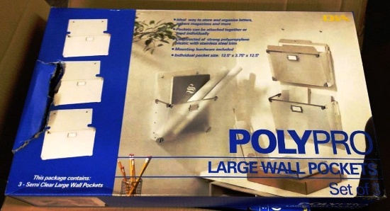 LOT OF 6 NEW POLYPRO LARGE WALL POCKETS - SET OF 3