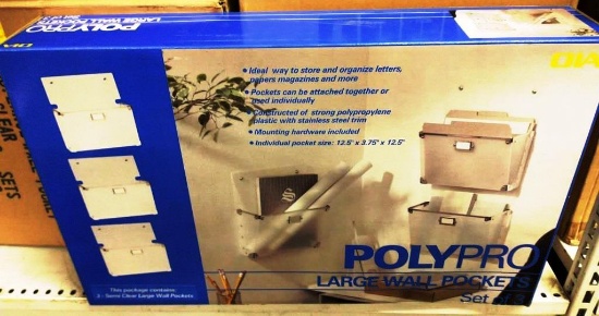 LOT OF 54 NEW POLYPRO LARGE WALL POCKETS - SET OF 3