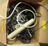 BOX OF CABLES - POWER CORDS, HDMI, DVI & VGA