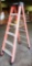 GOOD USED ORANGE WERNER 6FT FIBERGLASS LADDER