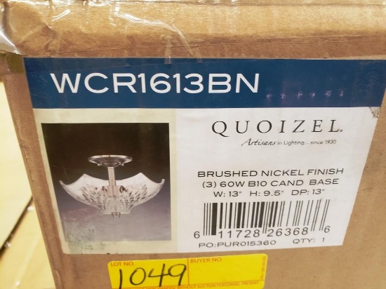 1 NEW QUOIZEL WCR1613BN BRUSHED NICKEL LIGHT FIXTURE