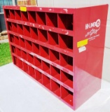 HILINE RED METAL TOOL / HARDWARE SORTER WITH 40 CUBBY HOLES