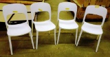 4 WHITE BONTEMPI CASA MOLDED PLASTIC CHAIRS - STACKABLE