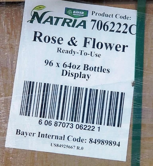 PALLET OF 96 JUGS/BOTTLES OF BAYER NATRIA ROSE & FLOWER TREATMENT