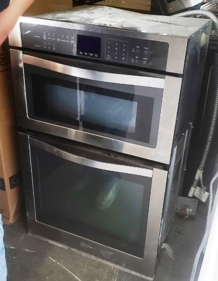 USED STAINLESS STEEL MICROWAVE & OVEN WALL UNIT