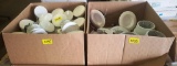 2 BOXES OF BULBS, FIXTURES & HARDWARE