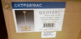 8 NEW IN BOX MISC. QUOIZEL LIGHT FIXTURES, 1 X Q5067C 3-LIGHTS BATH PALLADIAN BRONZE FINISH (3) 60W