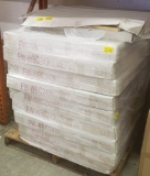 PALLET OF 19 BOXES OF NEW SHAKER FLORAL WHITE CABINETS