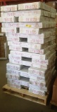 PALLET OF 34 BOXES OF NEW SHAKER FLORAL WHITE CABINETS