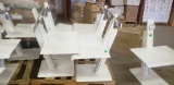PALLET OF 4 USED HUMANSCALE WHITE METAL MONITOR STANDS