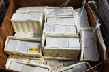 CRATE OF 53 STYROFOAM BOXES OF WHITE SPARKLY TILES