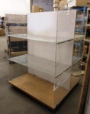 ROLLING ACRYLIC STORE DISPLAY WITH WOOD BASE