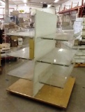 ROLLING ACRYLIC STORE DISPLAY WITH WOOD BASE