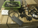 LOT OF POWER CABLES AND SURGE OUTLETS