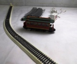 USED SNOW VILLAGE STREETCAR WITH TRACKS AND POWER ADAPTER