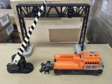 USED LIONEL TRACK CLEANING CAR, SIGNAL BRIDGE & CROSSING GATE