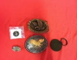 NRA Gold Eagle 2Buckles&Pins ChickenRanch Keychain